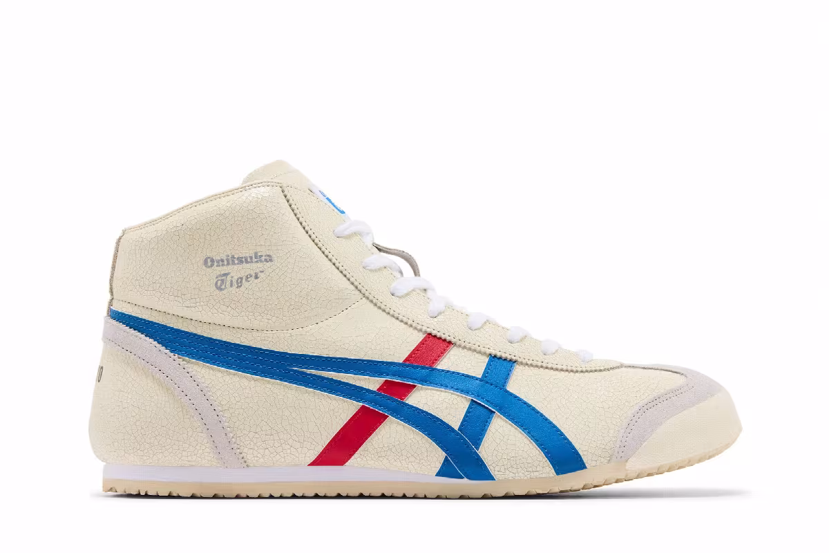 Onitsuka Tiger Mexico Mid Runner White Blue, view 2