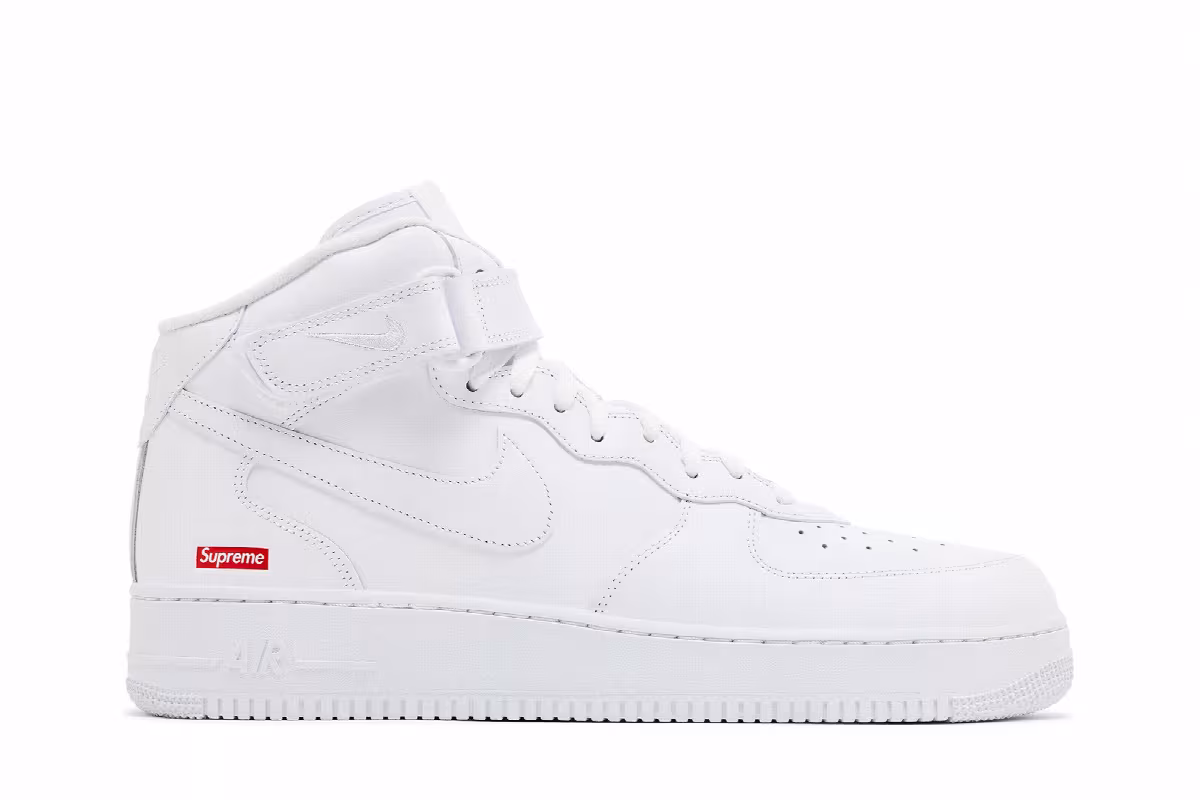 Supreme x Nike Air Force 1 Mid Box Logo - Triple White, view 2