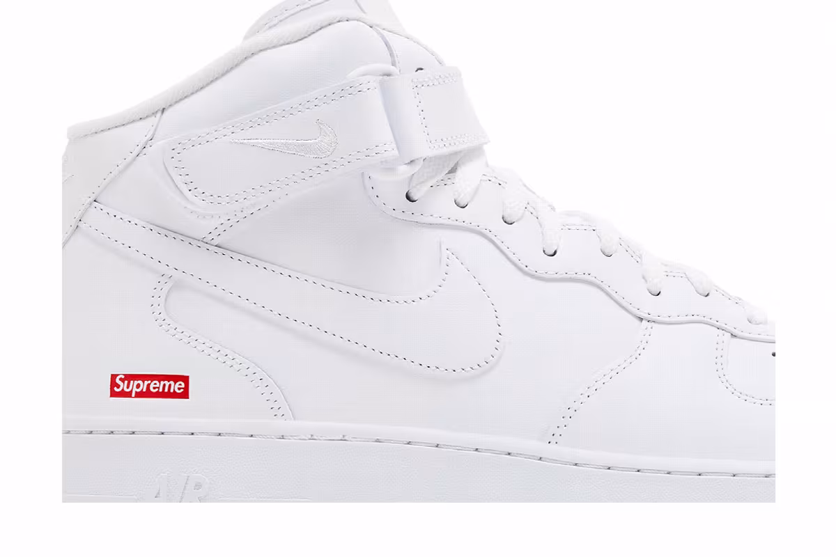 Supreme x Nike Air Force 1 Mid Box Logo - Triple White, view 3