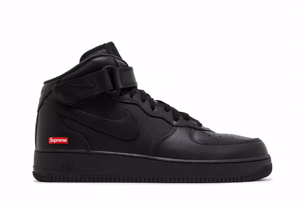 Supreme x Nike Air Force 1 Mid Box Logo - Triple Black, view 2