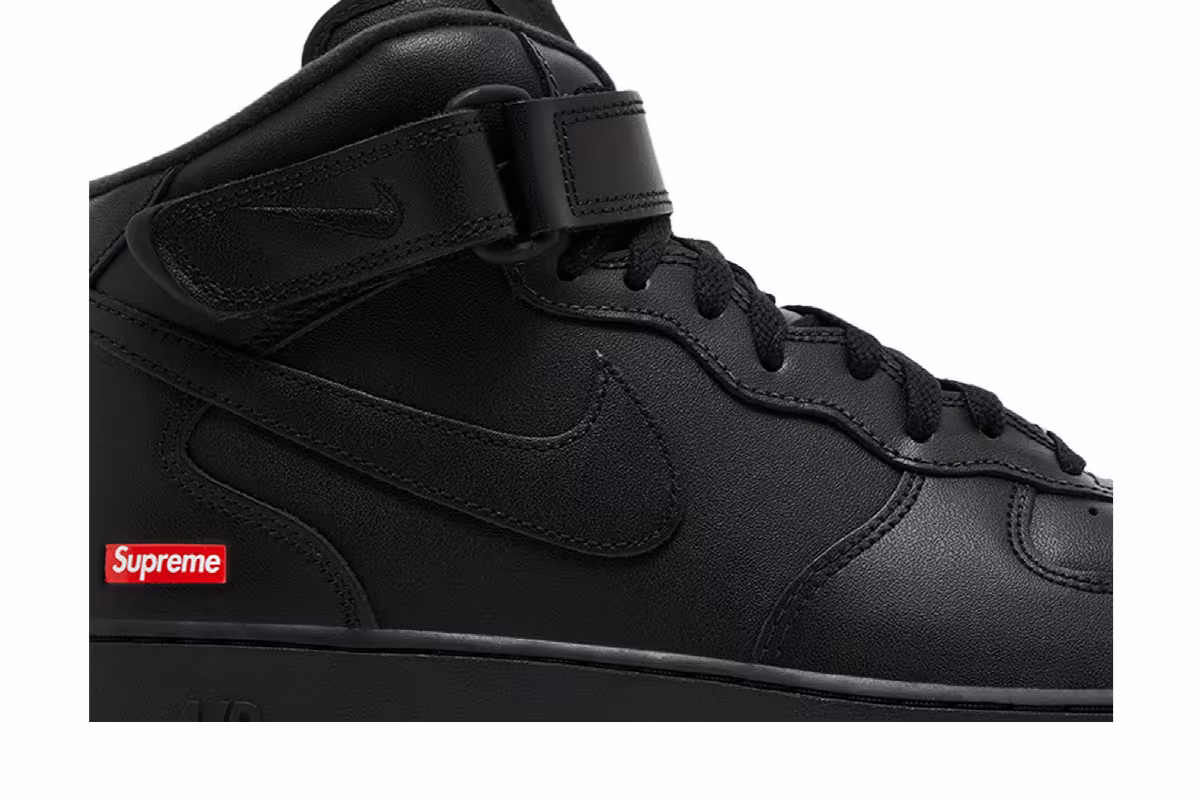 Supreme x Nike Air Force 1 Mid Box Logo - Triple Black, view 3
