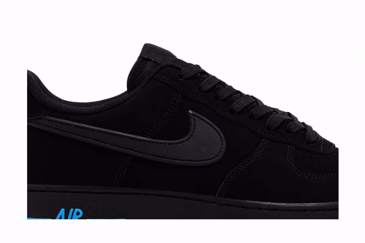 Nike Air Force 1 Black University Blue, view 3