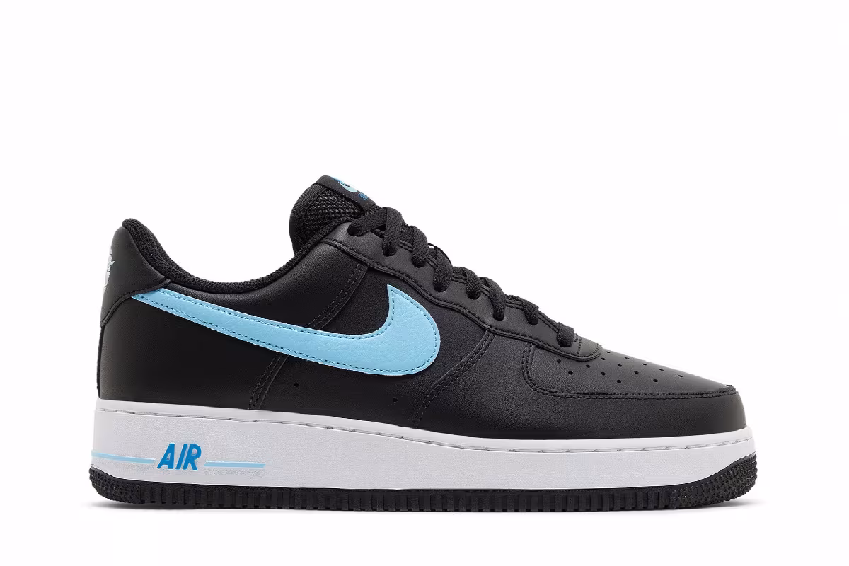 Nike Air Force 1 Black University Blue White, view 2