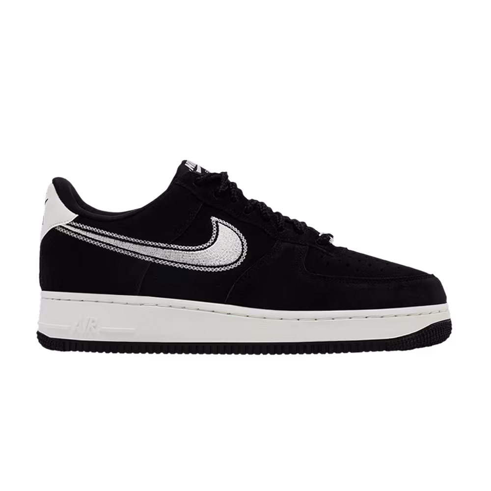 Nike Air Force 1 Embroidered Swoosh - Black Sail