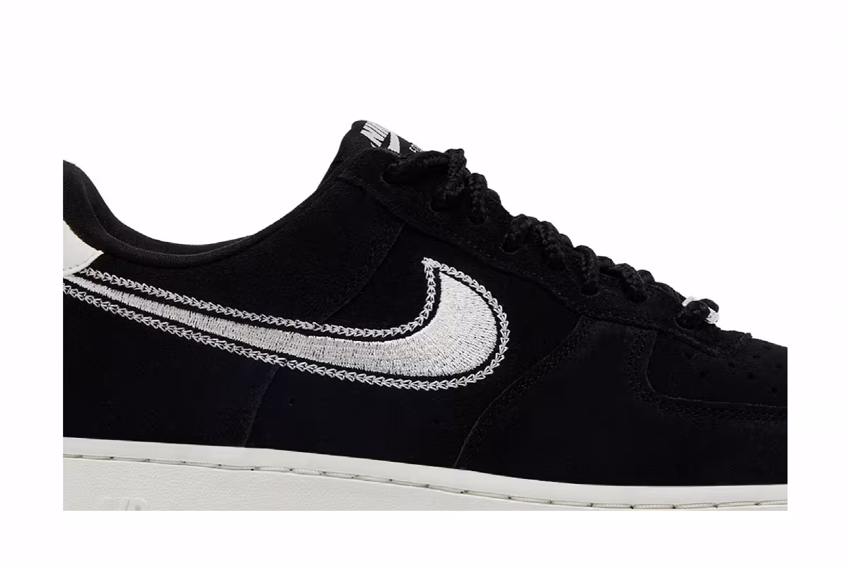 Nike Air Force 1 Embroidered Swoosh - Black Sail, view 3