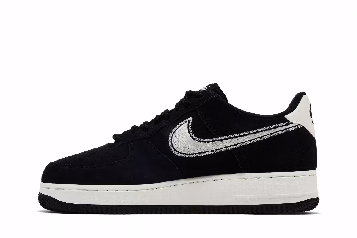 Nike Air Force 1 Embroidered Swoosh - Black Sail, view 4