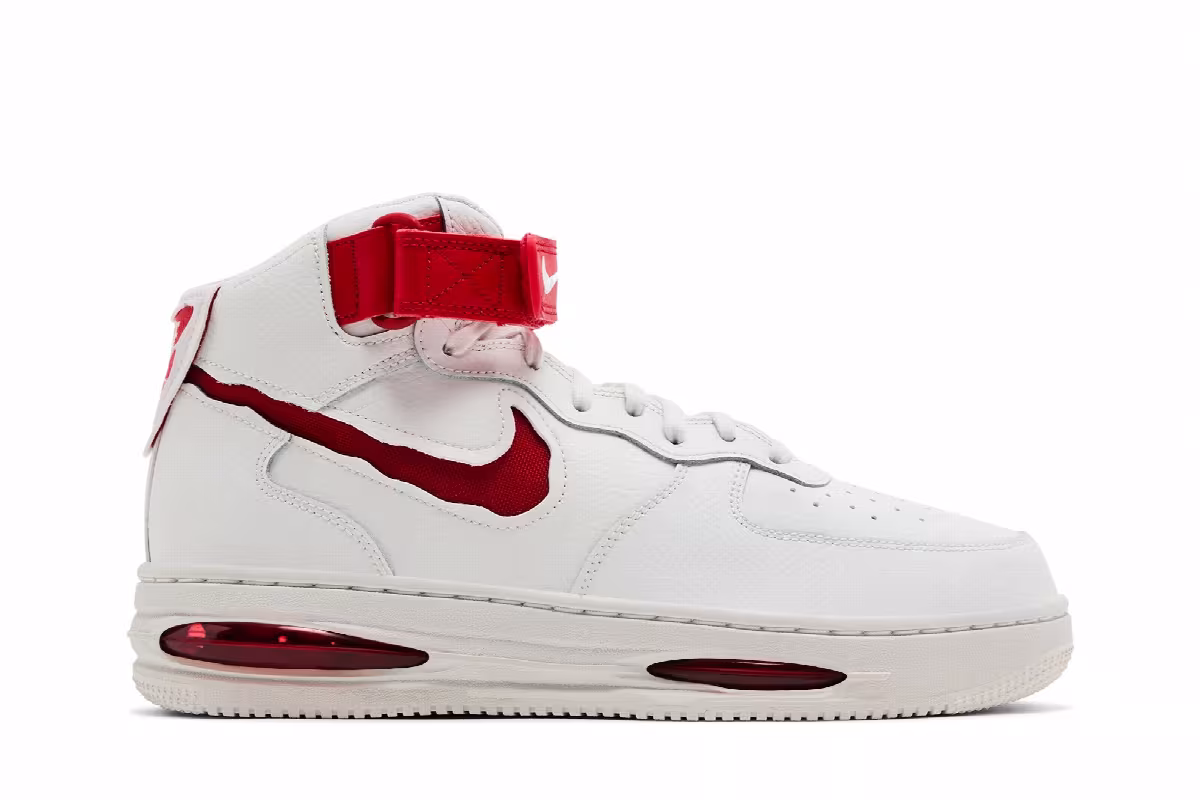Nike Air Force 1 Mid Evo Summit White University Red, view 2