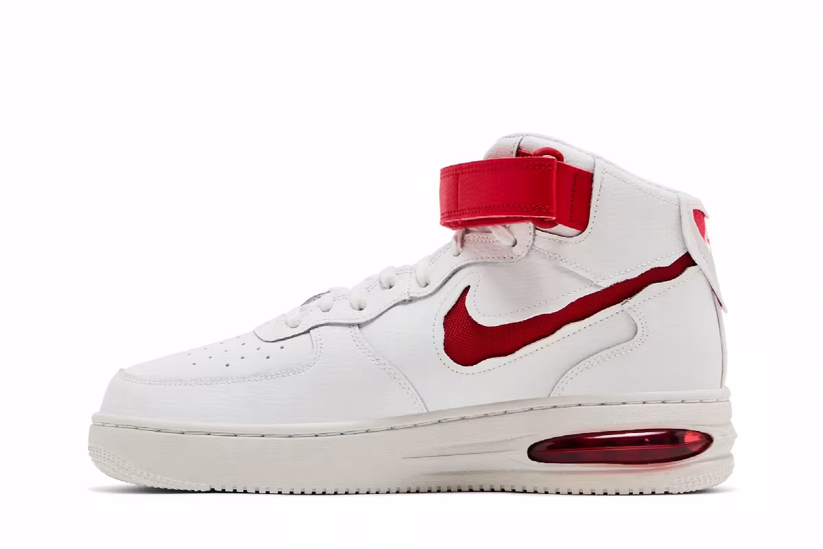 Nike Air Force 1 Mid Evo Summit White University Red, view 4