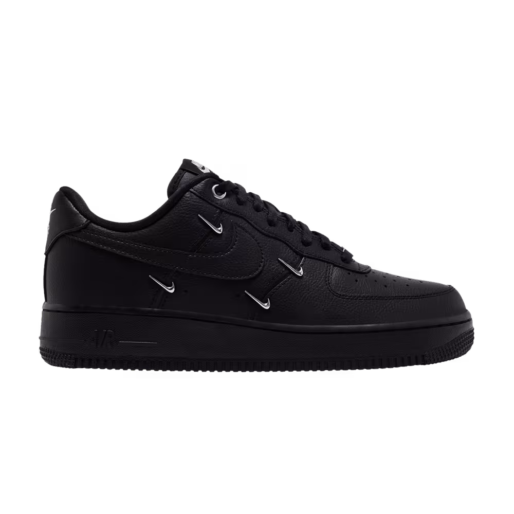 Nike Women's Air Force 1 Black Silver Mini Swoosh