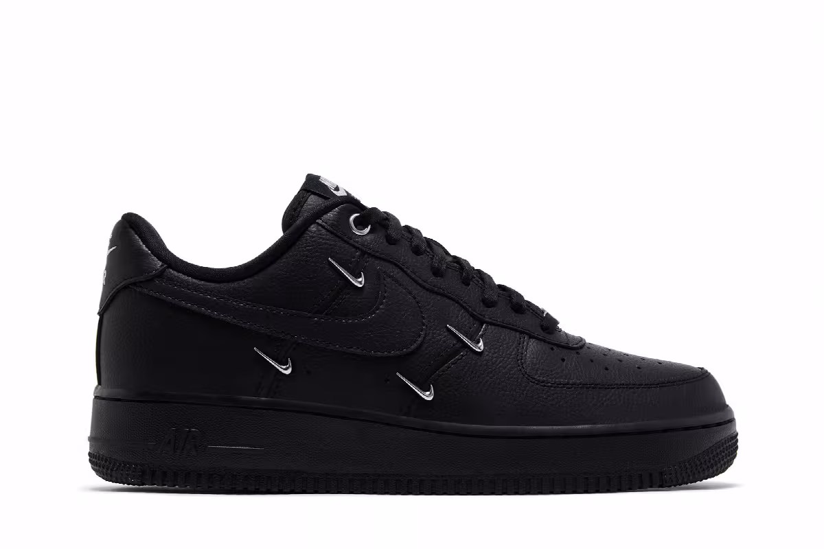 Nike Women's Air Force 1 Black Silver Mini Swoosh, view 2