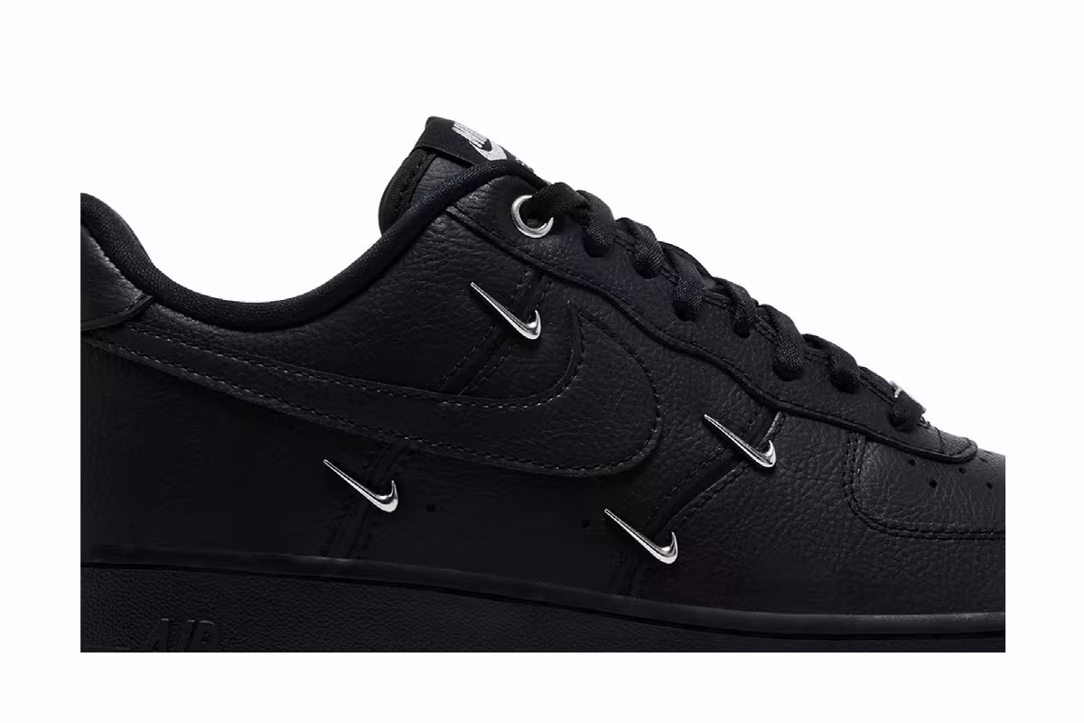 Nike Women's Air Force 1 Black Silver Mini Swoosh, view 3