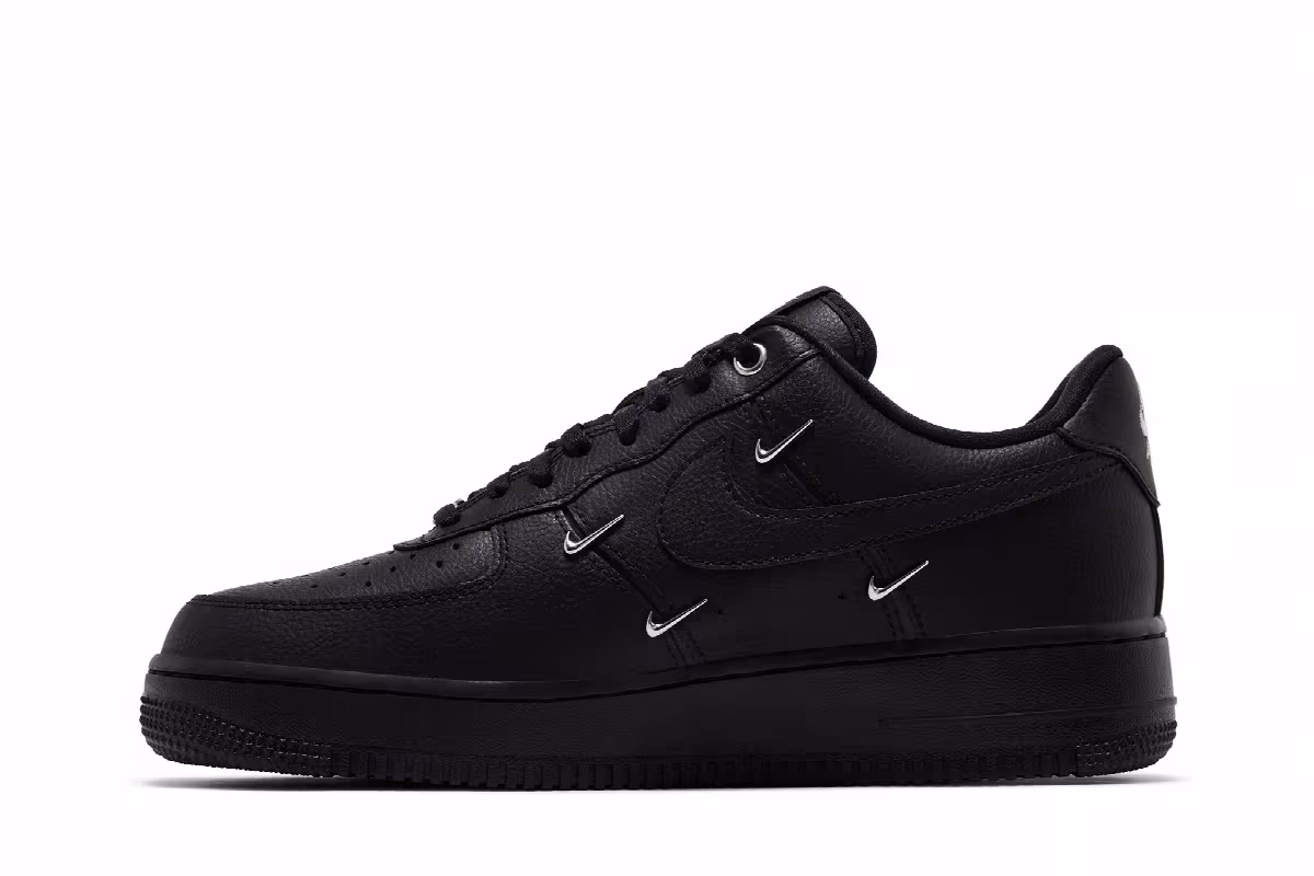 Nike Women's Air Force 1 Black Silver Mini Swoosh, view 4