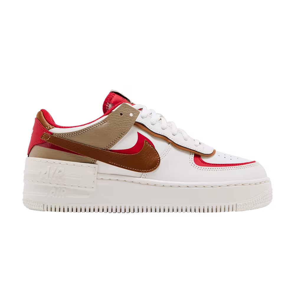 Nike Women's Air Force 1 Shadow Phantom Fire Red Khaki