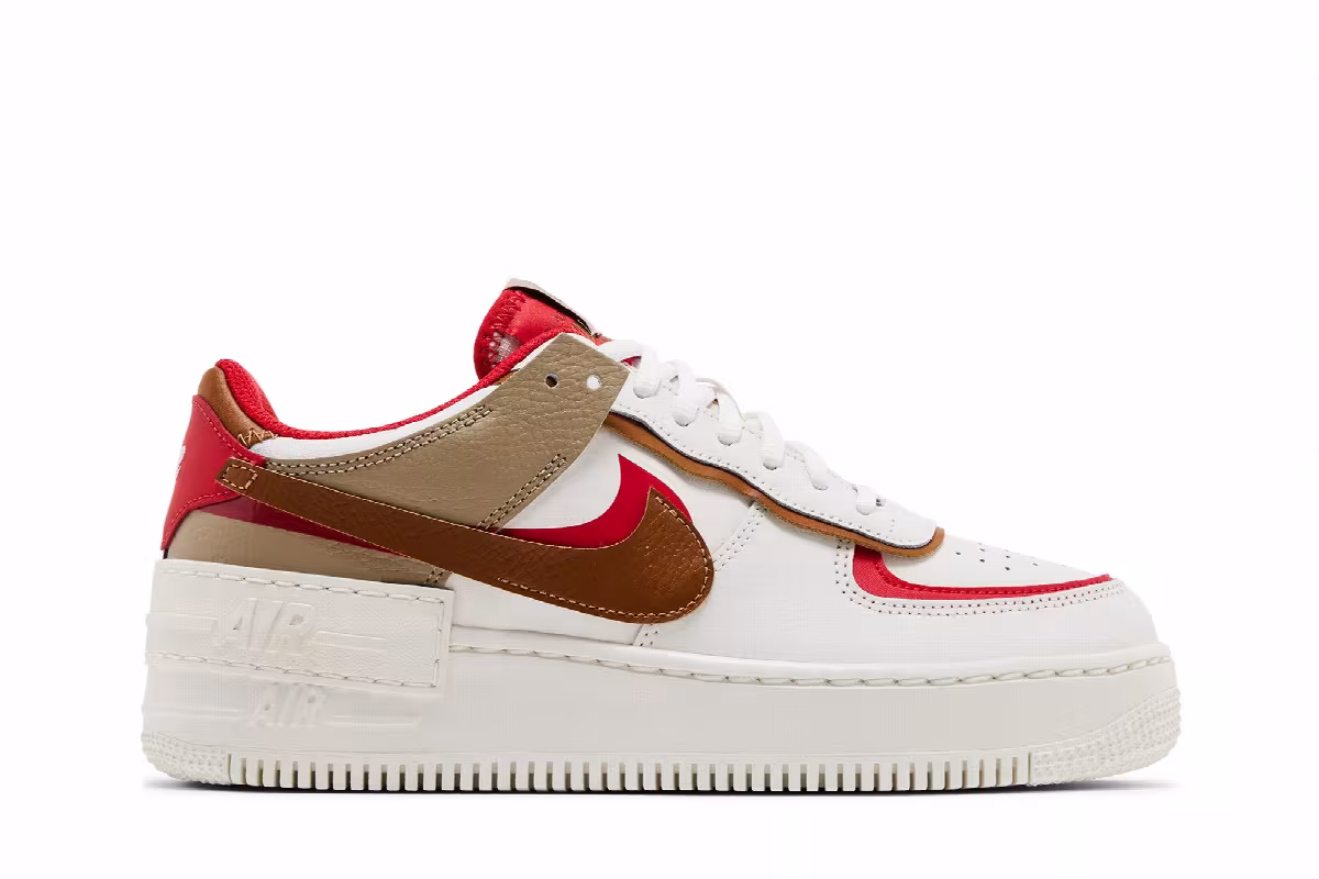 Nike Women's Air Force 1 Shadow Phantom Fire Red Khaki, view 2