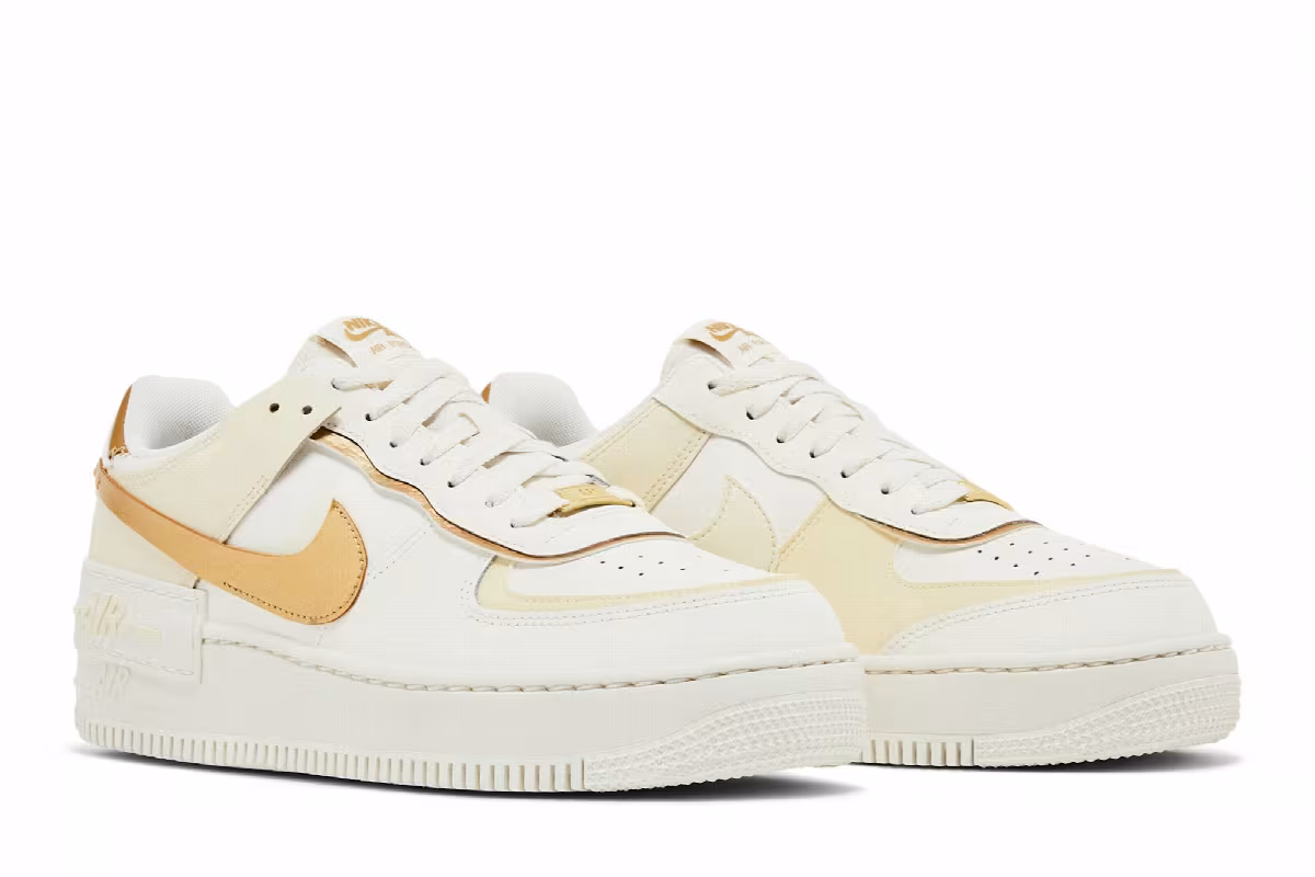 Nike Women's Air Force 1 Shadow Sail Metallic Gold, view 9