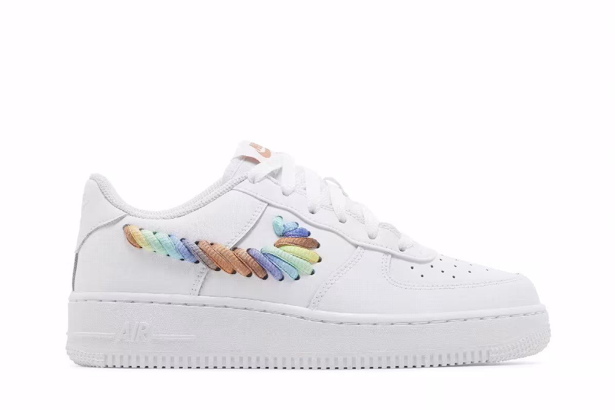 Nike Air Force 1 Low GS Rainbow Lace Swoosh, view 2