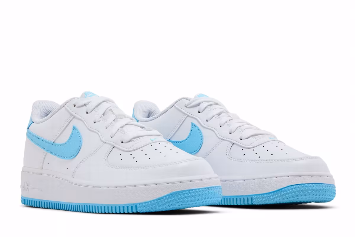 Nike Air Force 1 GS White Aquarius Blue, view 9