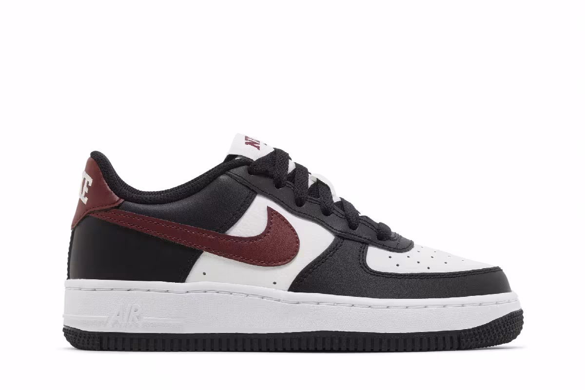 Nike Air Force 1 GS Black Dark Team Red, view 2