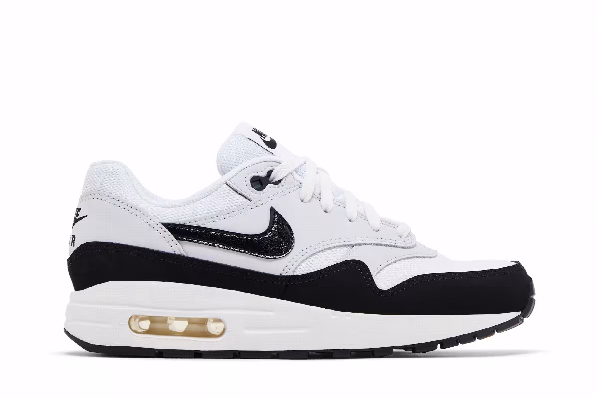 Nike Air Max 1 GS White Black, view 2