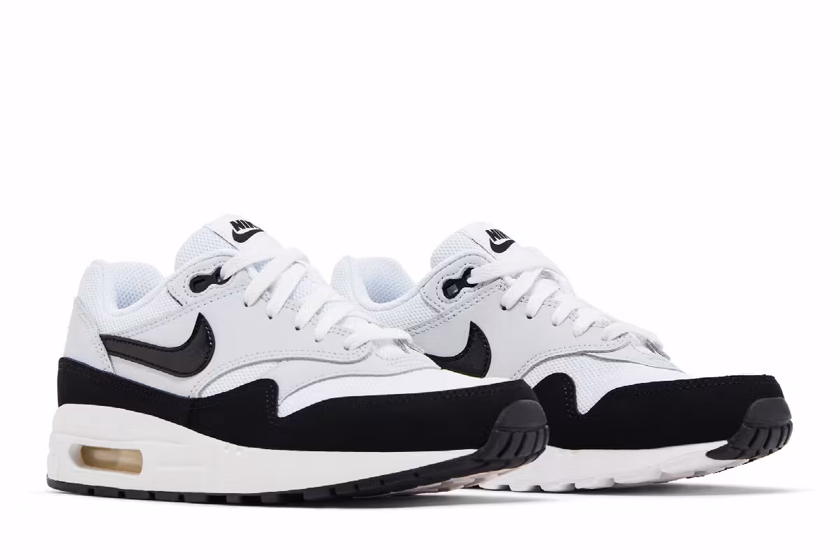 Nike Air Max 1 GS White Black, view 9