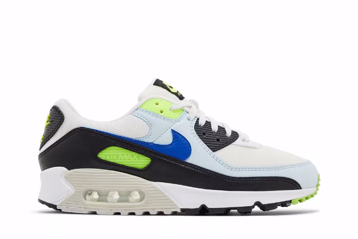 Nike Women's Air Max 90 White Blue Tint Volt, view 2