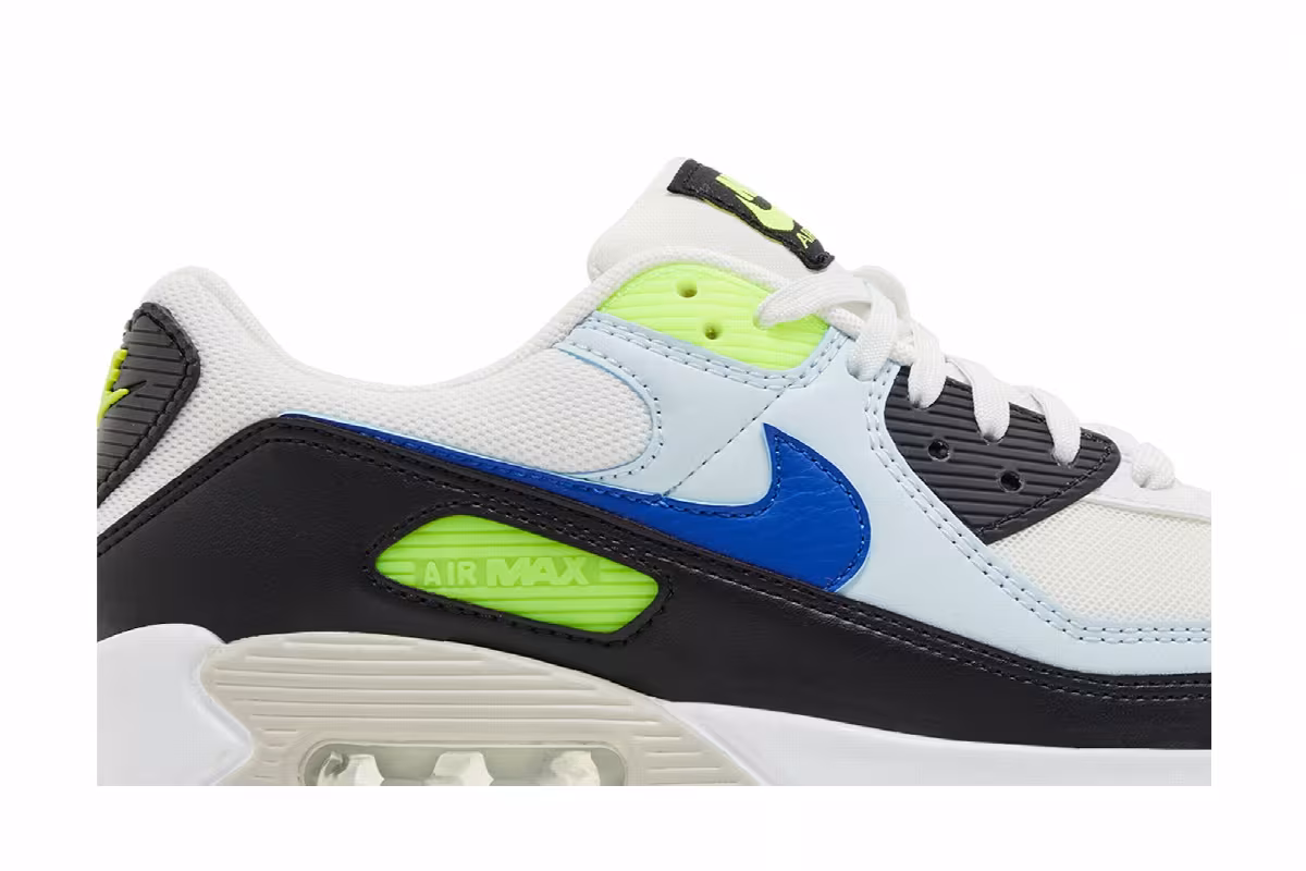 Nike Women's Air Max 90 White Blue Tint Volt, view 3