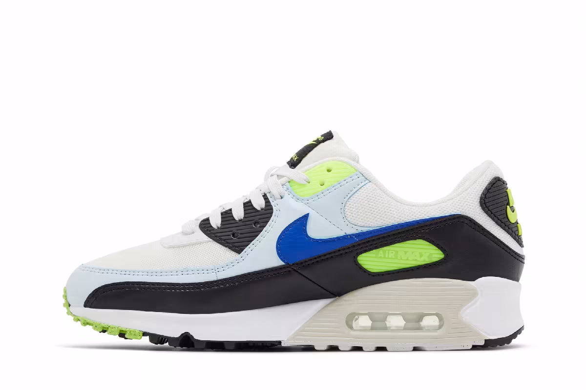 Nike Women's Air Max 90 White Blue Tint Volt, view 4