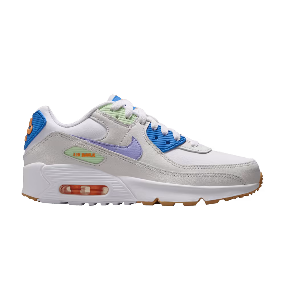 Nike Air Max 90 Leather GS White Purple Pulse
