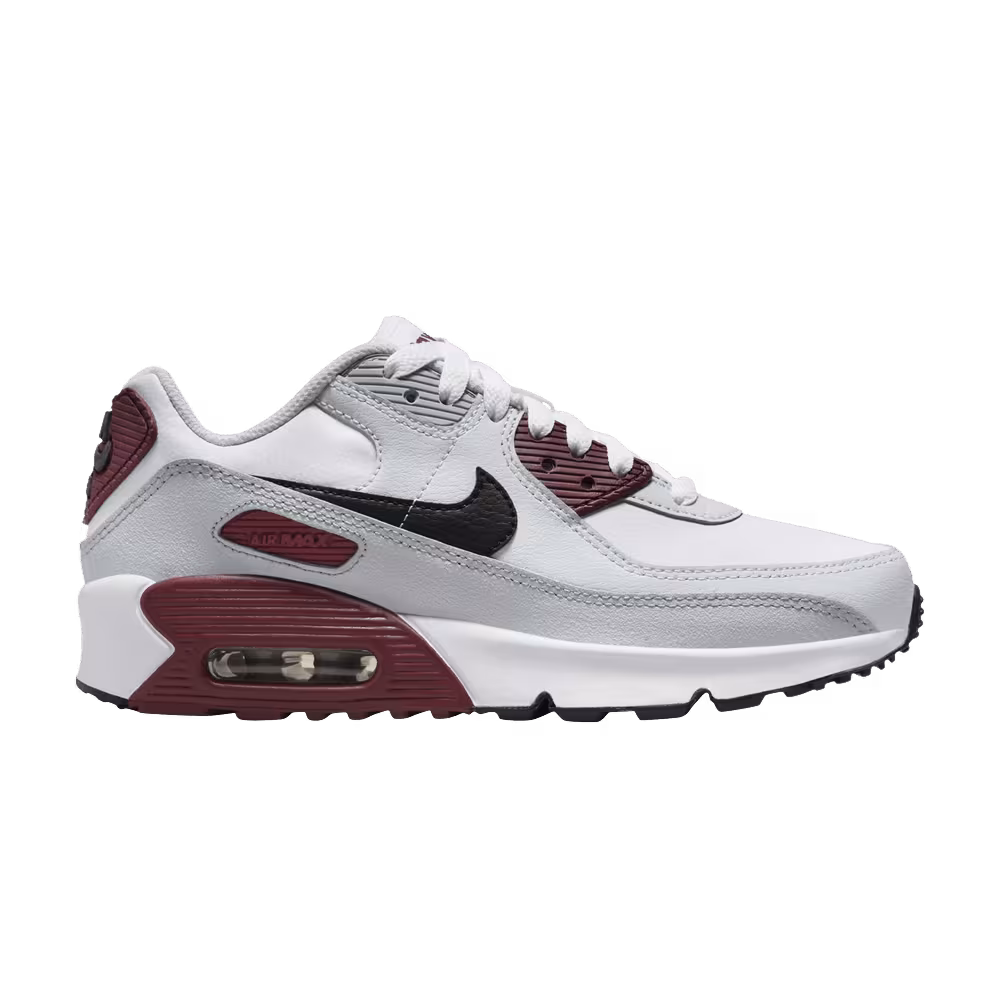 Nike Air Max 90 Leather GS Platinum Dark Team Red