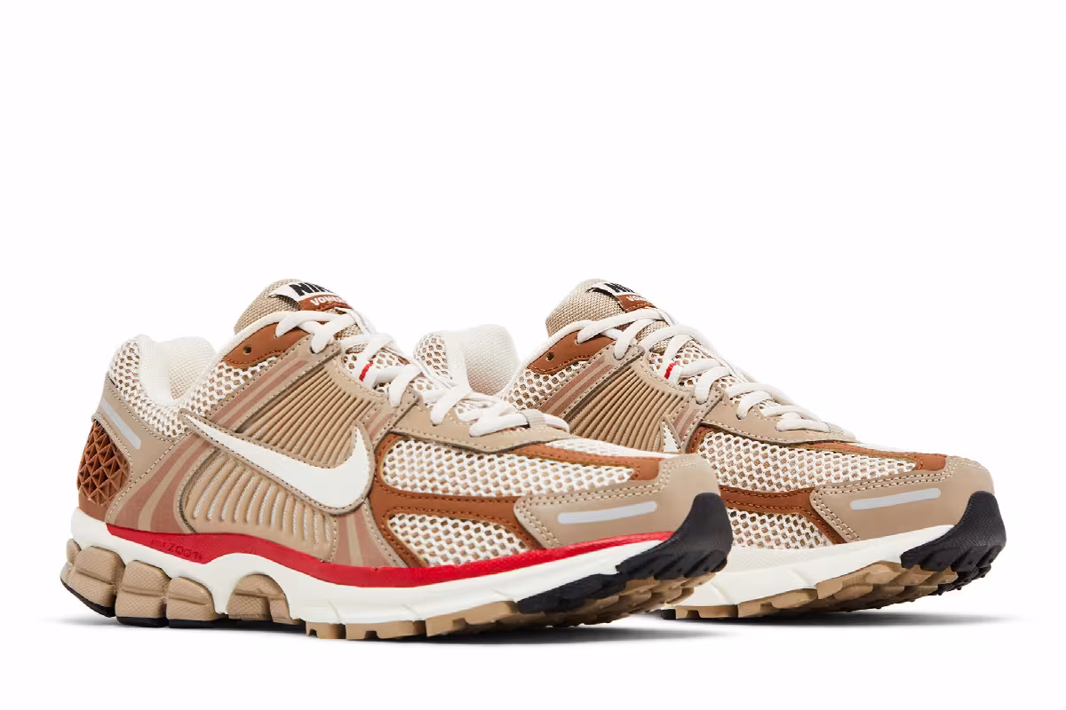 Nike Women's Air Zoom Vomero 5 Khaki Fire Red, view 9