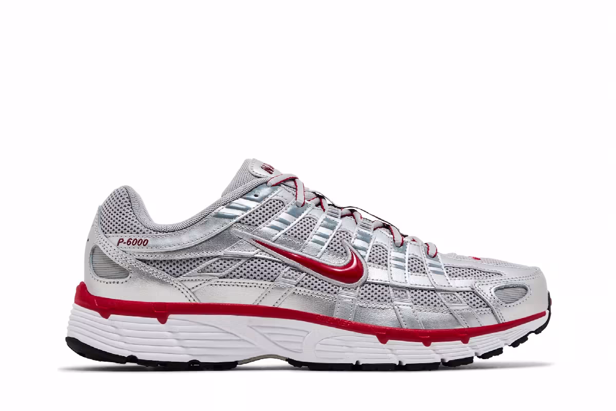 Nike P-6000 Metallic Silver Gym Red, view 2