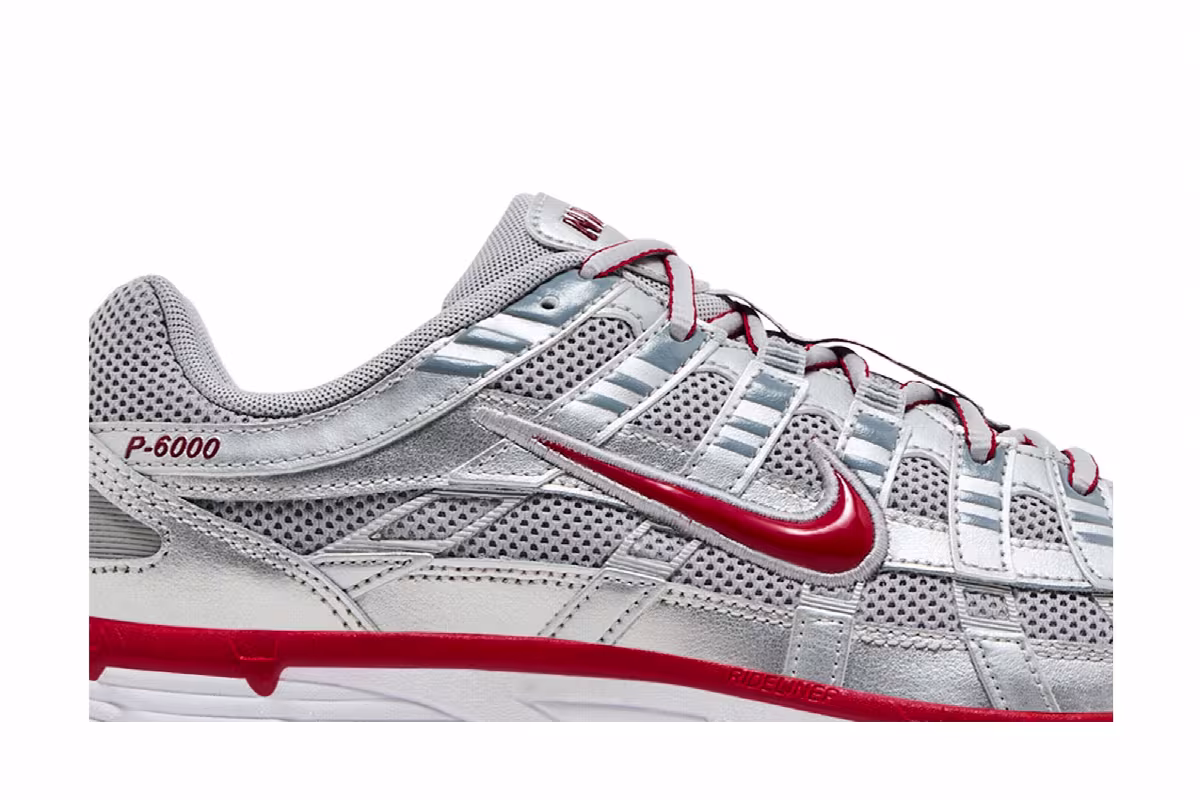 Nike P-6000 Metallic Silver Gym Red, view 3