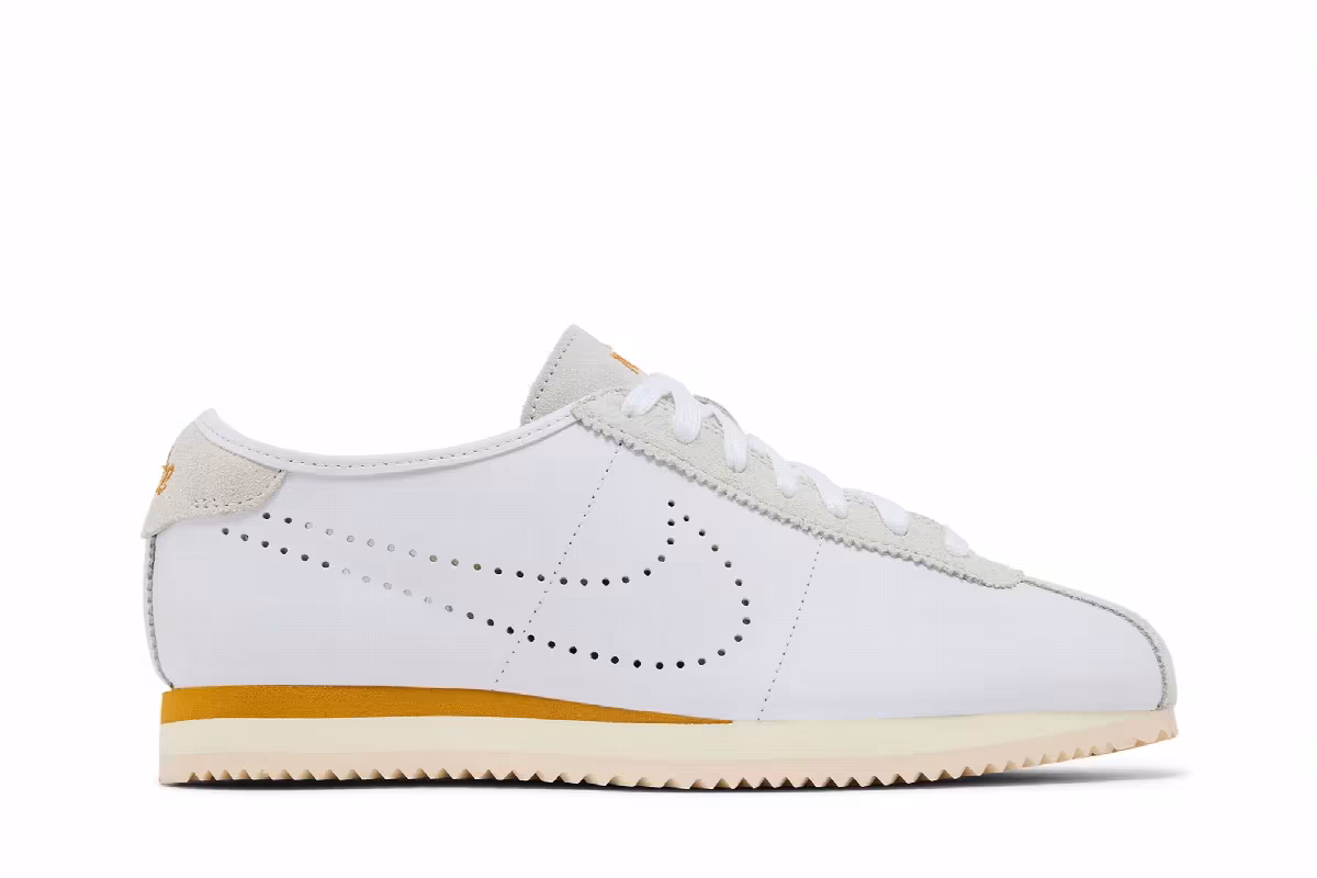 Nike Women's Cortez Leather White Bronze Perforated Swoosh, view 2