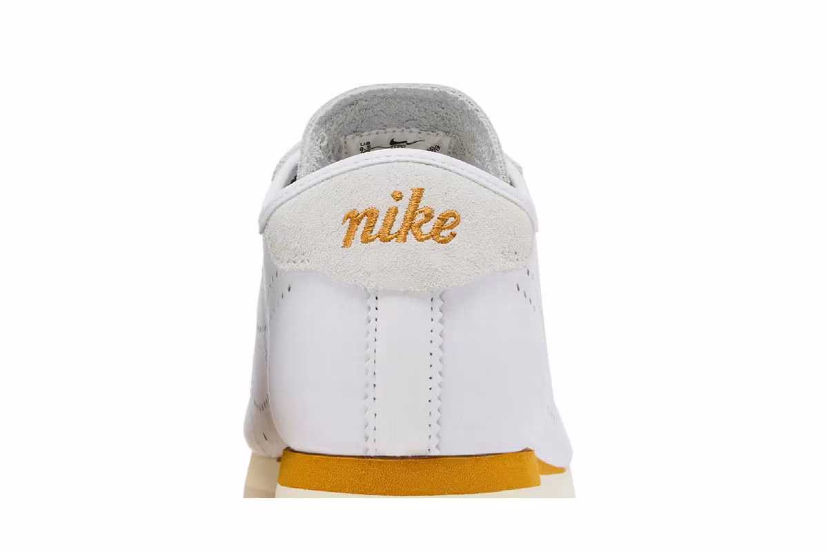 Nike Women's Cortez Leather White Bronze Perforated Swoosh, view 8