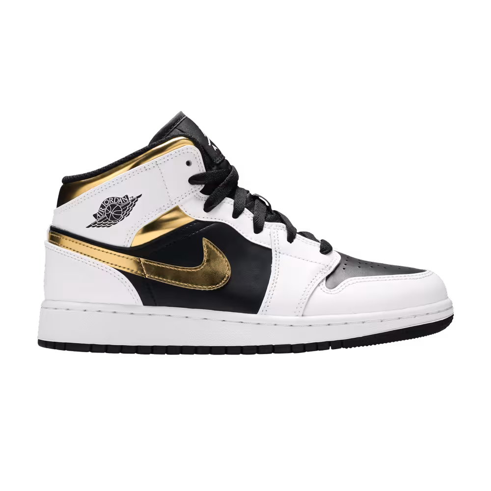Air Jordan 1 Mid GS White Gold