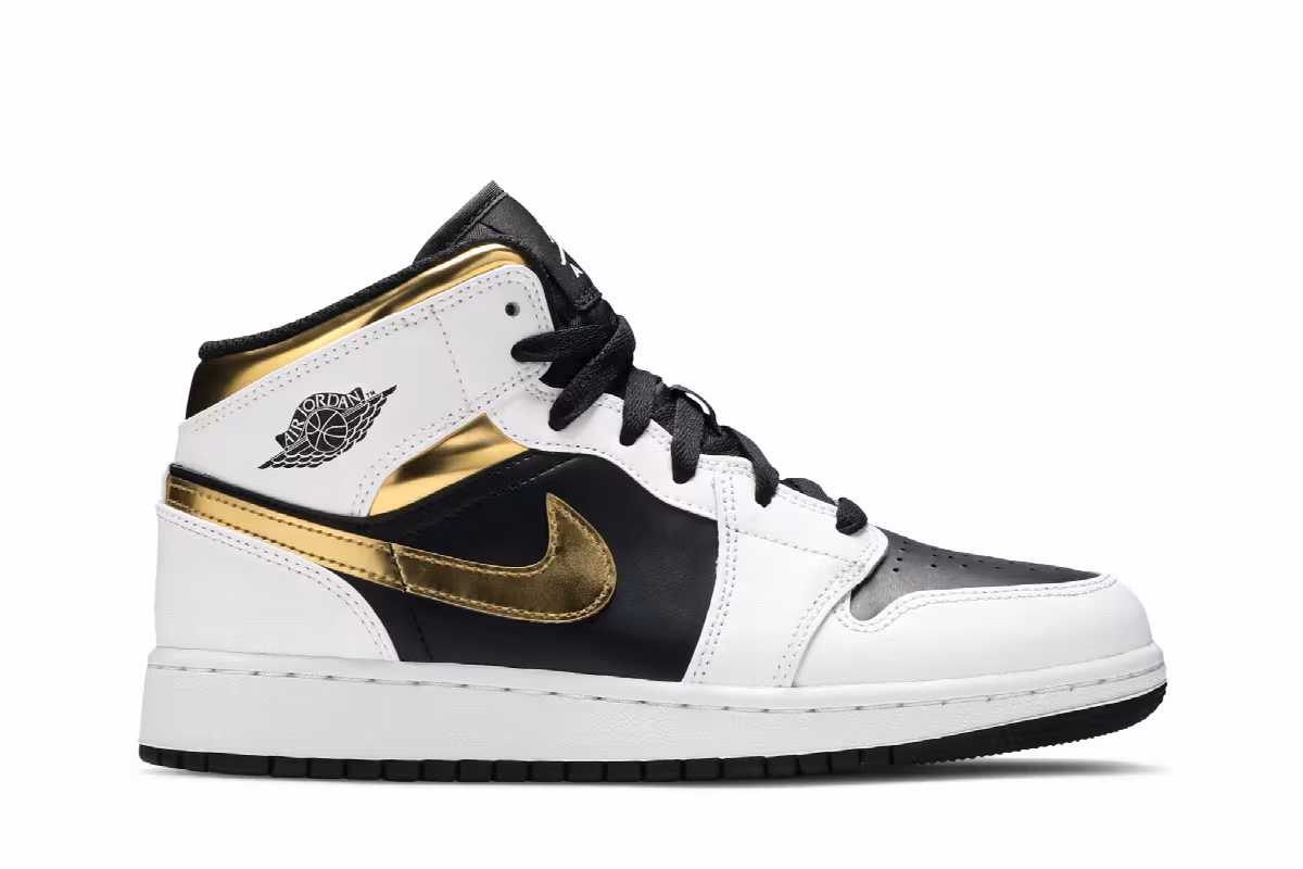 Air Jordan 1 Mid GS White Gold, view 2