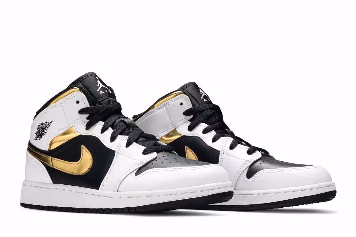 Air Jordan 1 Mid GS White Gold, view 9