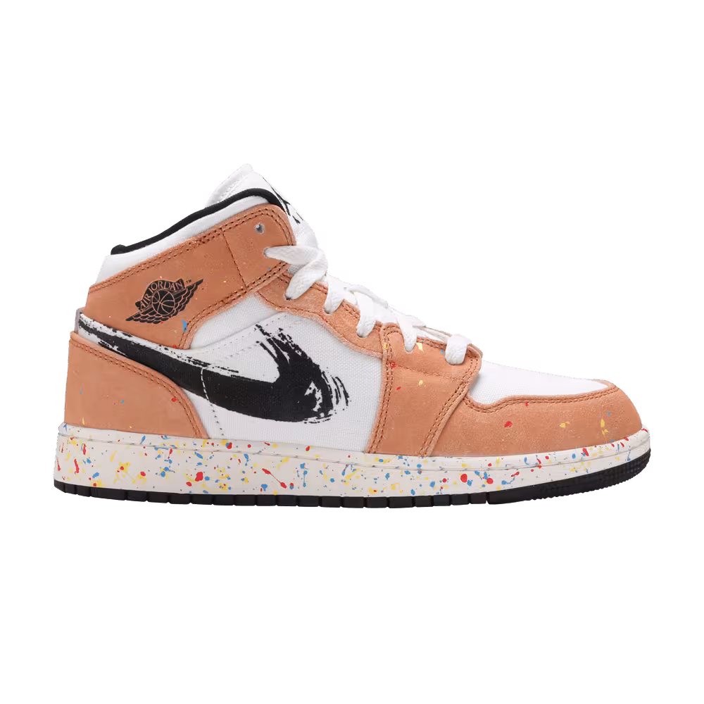 Air Jordan 1 Mid SE GS Brushstroke Paint Splatter