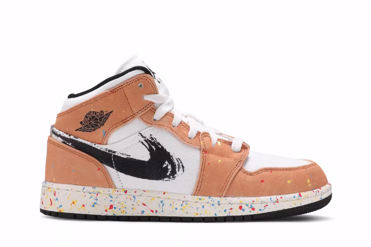 Air Jordan 1 Mid SE GS Brushstroke Paint Splatter, view 2