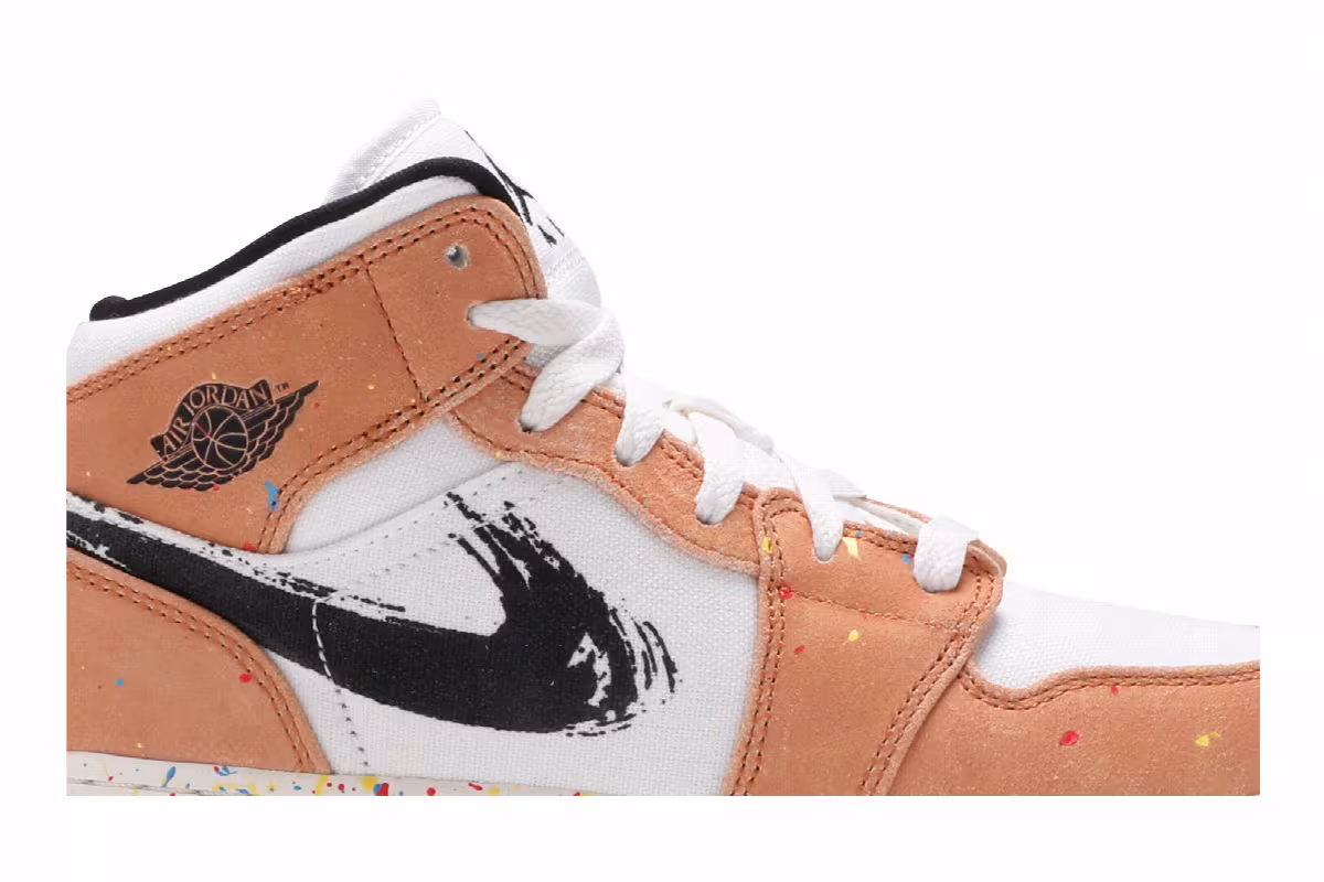 Air Jordan 1 Mid SE GS Brushstroke Paint Splatter, view 3