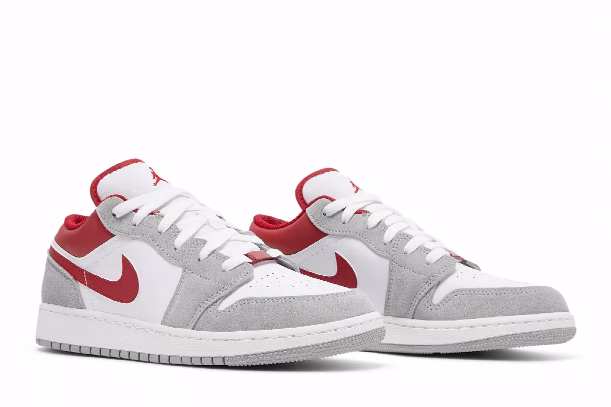 Air Jordan 1 Low SE GS Light Smoke Grey Gym Red, view 9