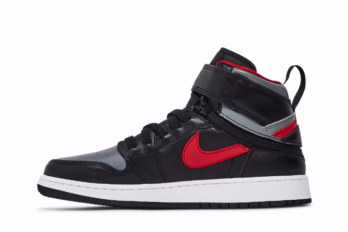 Air Jordan 1 High FlyEase GS Smoke Grey Gym Red, view 4