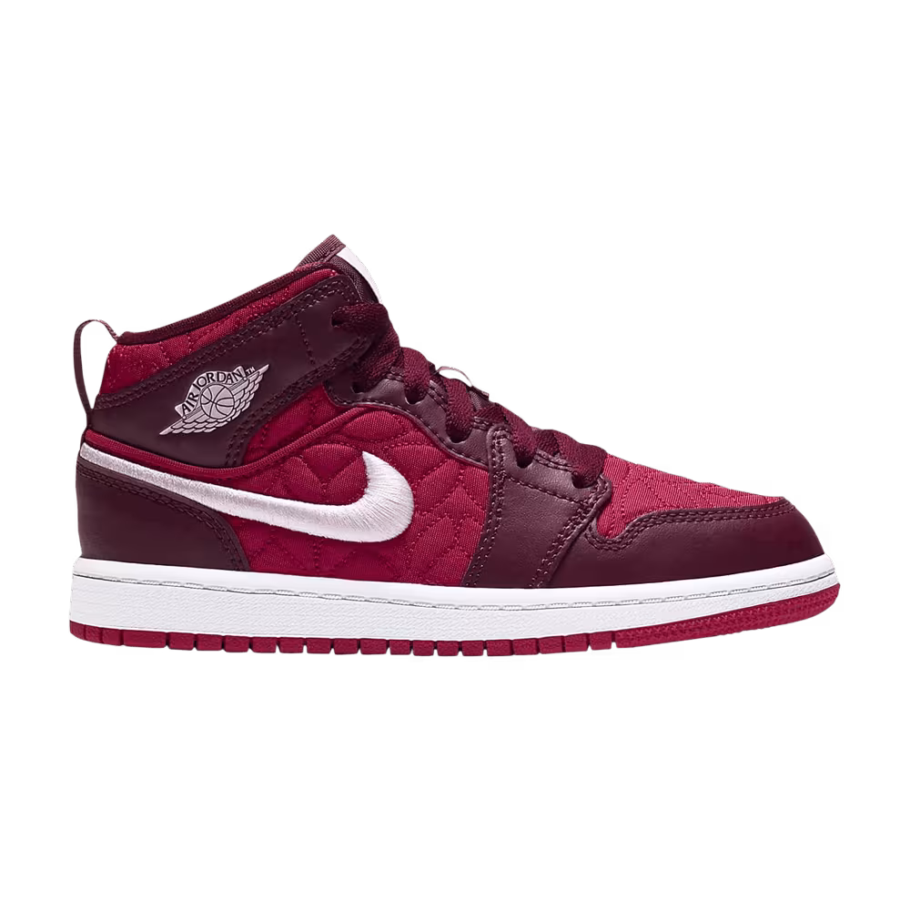 Air Jordan 1 Mid SE PS Red Quilted