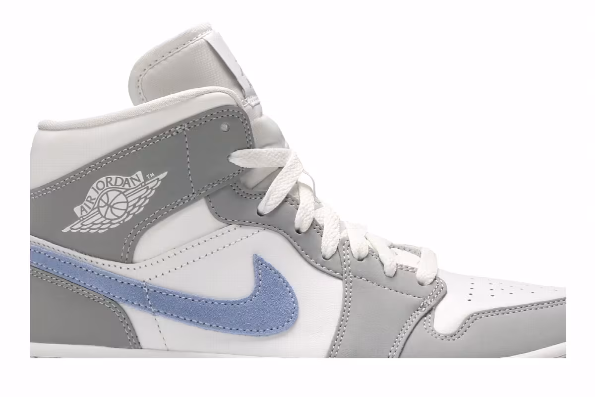 Women's Air Jordan 1 Mid Wolf Grey Aluminum, view 3