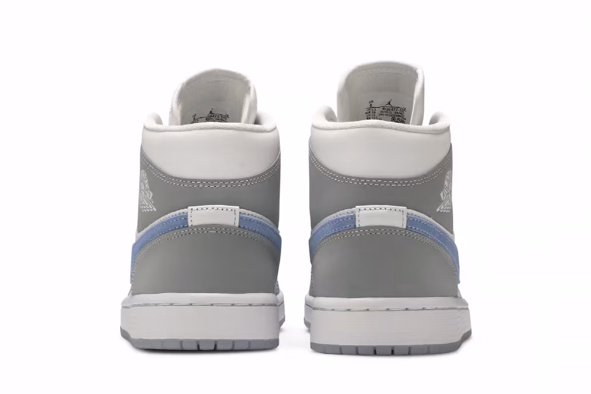 Women's Air Jordan 1 Mid Wolf Grey Aluminum, view 7