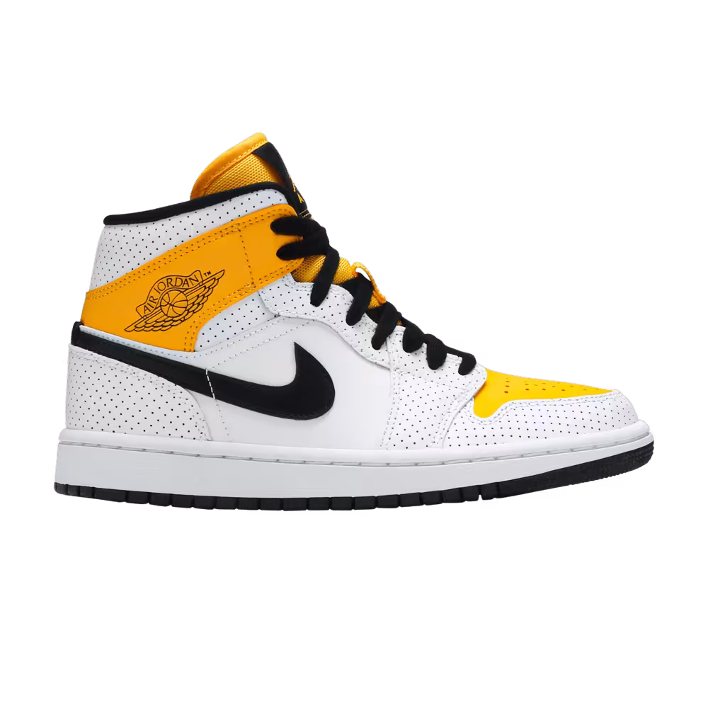 Women's Air Jordan 1 Mid Perforated - White University Gold