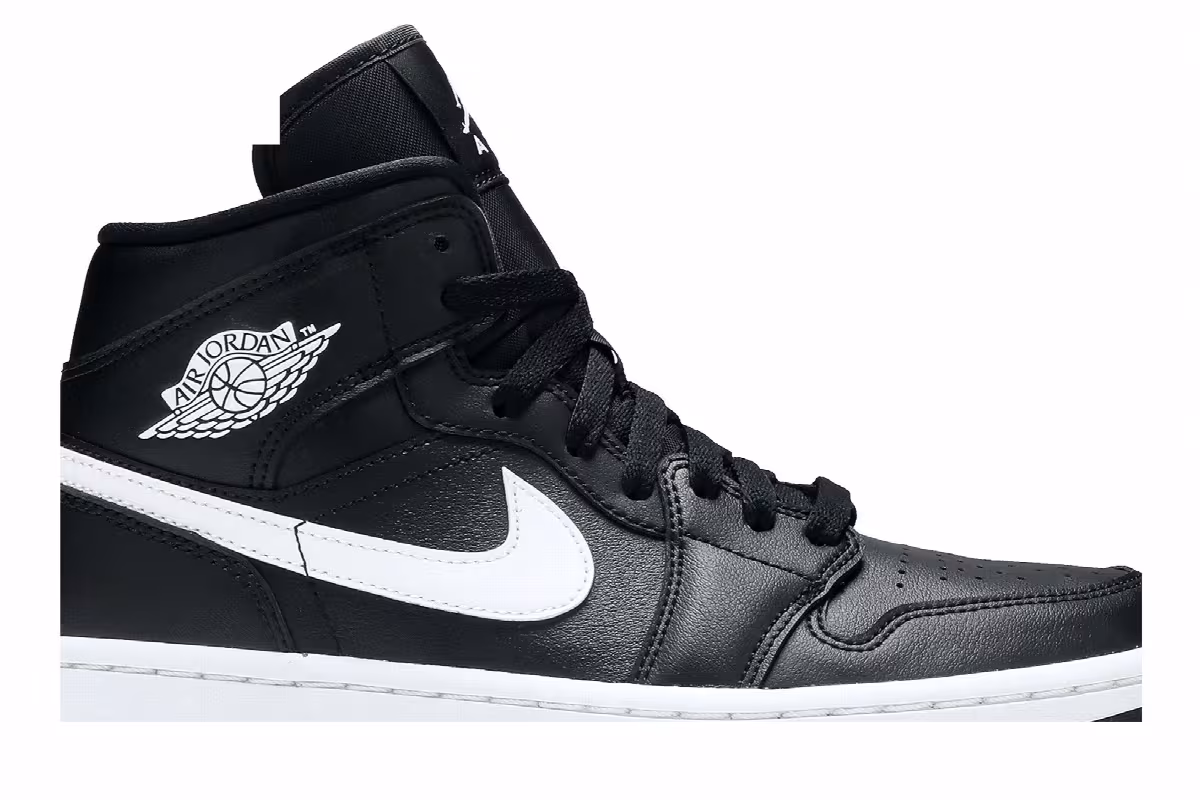 Women's Air Jordan 1 Mid Black White, view 3