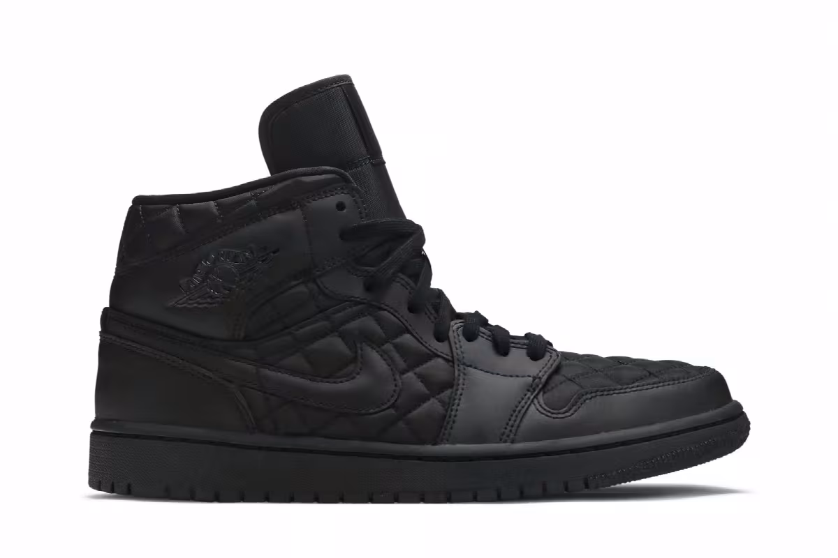 Women's Air Jordan 1 Mid SE Black Quilted, view 2