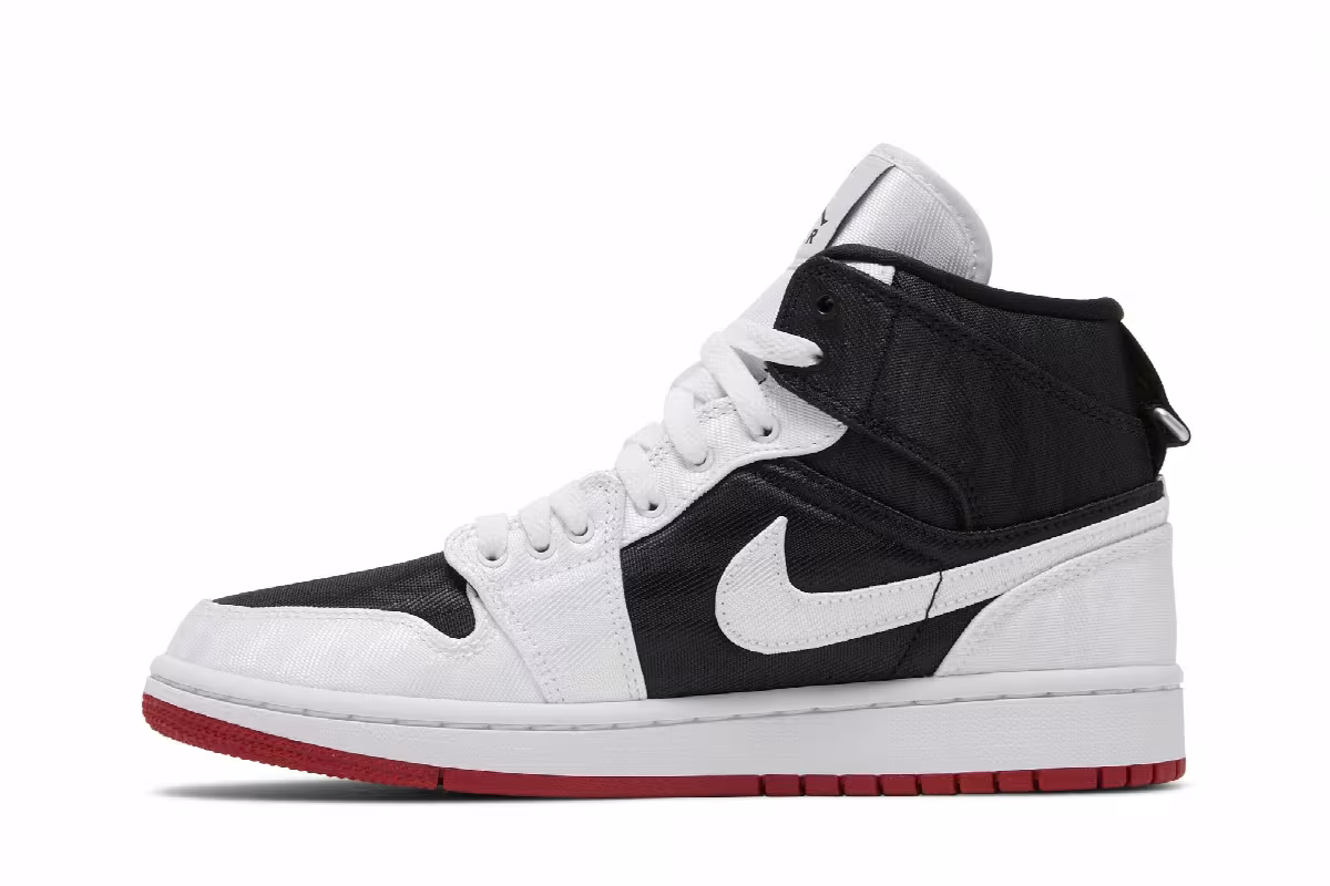Women's Air Jordan 1 Mid SE Utility White Black Gym Red, view 4
