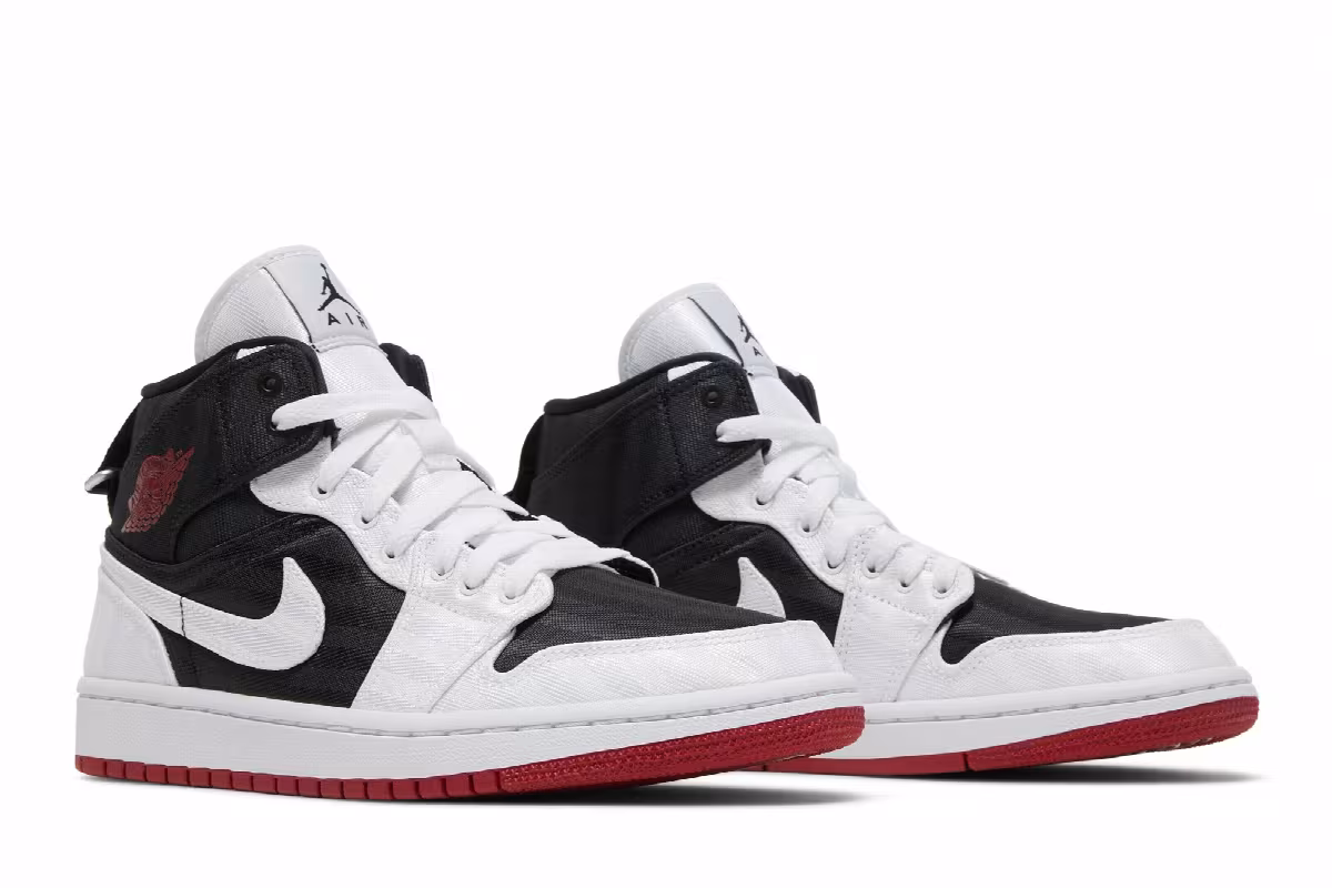 Women's Air Jordan 1 Mid SE Utility White Black Gym Red, view 9